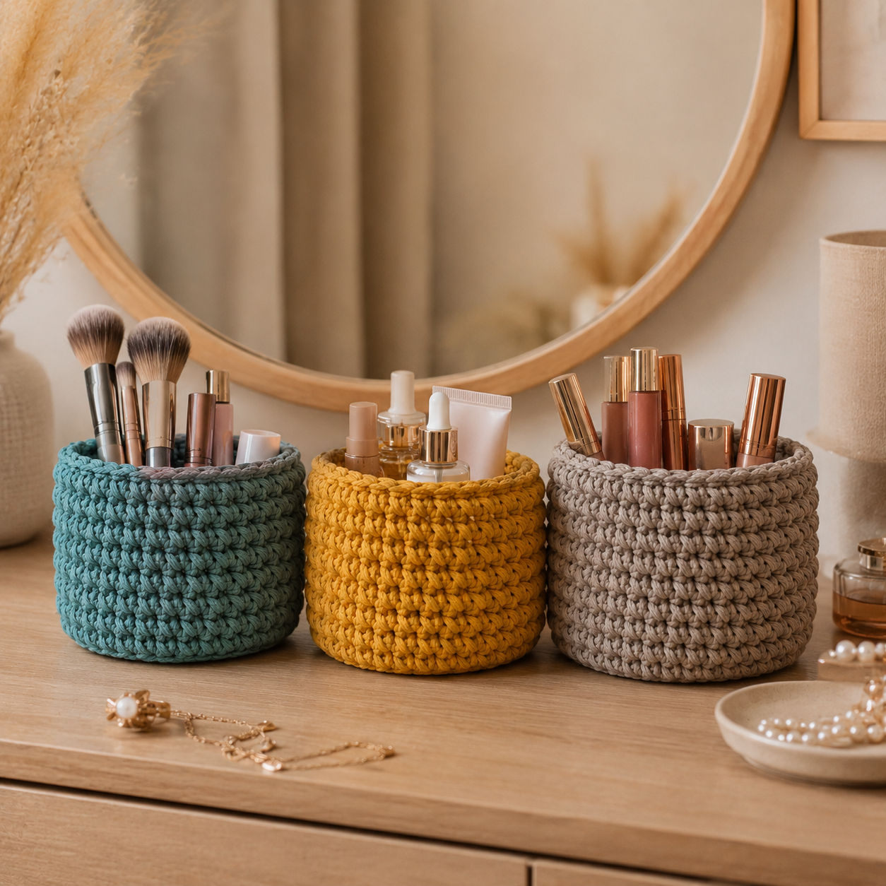 Small Cotton Hand Knitted Holder for Eco-Friendly Storage